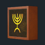 Menorah Flame Desk Organiser<br><div class="desc">A brown and gold digital rendering of the Jewish seven-branched menorah (Hebrew: מְנוֹרָה). The seven-branched menorah, used in the portable sanctuary set up by Moses in the wilderness and later in the Temple in Jerusalem, has been a symbol of Judaism since ancient times and is the emblem on the coat...</div>
