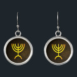 Menorah Flame Earrings<br><div class="desc">A brown and gold digital rendering of the Jewish seven-branched menorah (Hebrew: מְנוֹרָה). The seven-branched menorah, used in the portable sanctuary set up by Moses in the wilderness and later in the Temple in Jerusalem, has been a symbol of Judaism since ancient times and is the emblem on the coat...</div>