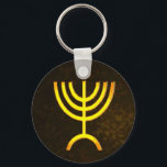 Menorah Flame Key Ring<br><div class="desc">A brown and gold digital rendering of the Jewish seven-branched menorah (Hebrew: מְנוֹרָה). The seven-branched menorah, used in the portable sanctuary set up by Moses in the wilderness and later in the Temple in Jerusalem, has been a symbol of Judaism since ancient times and is the emblem on the coat...</div>