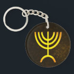 Menorah Flame Key Ring<br><div class="desc">A digital rendering of the Jewish seven-branched menorah (Hebrew: מְנוֹרָה). The seven-branched menorah, used in the portable sanctuary set up by Moses in the wilderness and later in the Temple in Jerusalem, has been a symbol of Judaism since ancient times and is the emblem on the coat of arms of...</div>