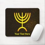 Menorah Flame Mouse Mat<br><div class="desc">A digital rendering of the Jewish seven-branched menorah (Hebrew: מְנוֹרָה). Customise by adding your own text. The seven-branched menorah, used in the portable sanctuary set up by Moses in the wilderness and later in the Temple in Jerusalem, has been a symbol of Judaism since ancient times and is the emblem...</div>
