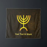 Menorah Flame Tapestry<br><div class="desc">A brown and gold digital rendering of the Jewish seven-branched menorah (Hebrew: מְנוֹרָה). Add your own text. The seven-branched menorah, used in the portable sanctuary set up by Moses in the wilderness and later in the Temple in Jerusalem, has been a symbol of Judaism since ancient times and is the...</div>