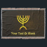Menorah Flame Throw Blanket<br><div class="desc">A brown and gold digital rendering of the Jewish seven-branched menorah (Hebrew: מְנוֹרָה‎). Add your own text. The seven-branched menorah, used in the portable sanctuary set up by Moses in the wilderness and later in the Temple in Jerusalem, has been a symbol of Judaism since ancient times and is the...</div>
