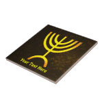 Menorah Flame Tile<br><div class="desc">A digital rendering of the Jewish seven-branched menorah (Hebrew: מְנוֹרָה). Customise by adding your own text. The seven-branched menorah, used in the portable sanctuary set up by Moses in the wilderness and later in the Temple in Jerusalem, has been a symbol of Judaism since ancient times and is the emblem...</div>