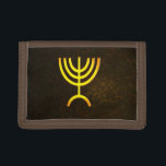 Menorah Flame Trifold Wallet<br><div class="desc">A digital rendering of the Jewish seven-branched menorah (Hebrew: מְנוֹרָה). The seven-branched menorah, used in the portable sanctuary set up by Moses in the wilderness and later in the Temple in Jerusalem, has been a symbol of Judaism since ancient times and is the emblem on the coat of arms of...</div>