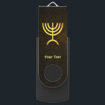 Menorah Flame USB Flash Drive<br><div class="desc">A brown and gold digital rendering of the Jewish seven-branched menorah (Hebrew: מְנוֹרָה‎). Add your own text. The seven-branched menorah, used in the portable sanctuary set up by Moses in the wilderness and later in the Temple in Jerusalem, has been a symbol of Judaism since ancient times and is the...</div>