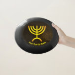 Menorah Flame Wham-O Frisbee<br><div class="desc">A brown and gold digital rendering of the Jewish seven-branched menorah (Hebrew: מְנוֹרָה‎). Add our own text. The seven-branched menorah, used in the portable sanctuary set up by Moses in the wilderness and later in the Temple in Jerusalem, has been a symbol of Judaism since ancient times and is the...</div>