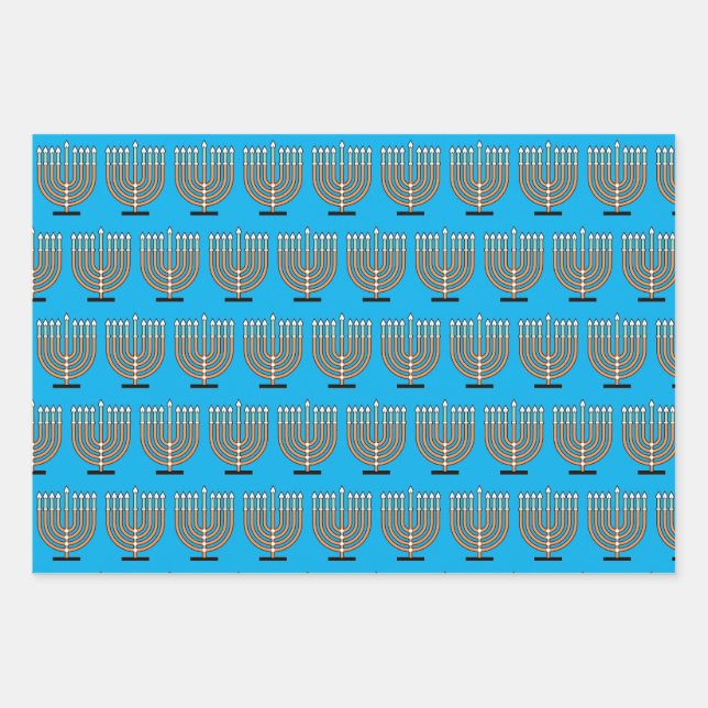 Menorah for Hannukah Wrapping Paper Sheet (Front)
