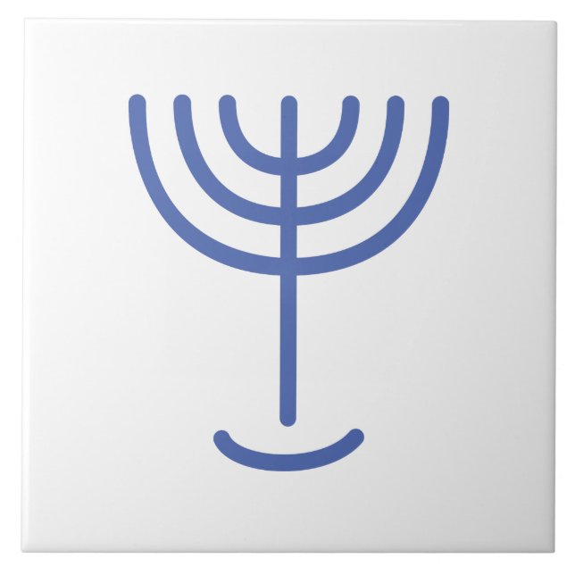 Menorah Gold-Look Blue White Tile (Front)
