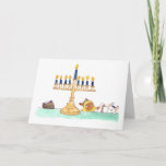 Menorah Greeting Card<br><div class="desc">A card featuring Lupin hypnotised by the menorah</div>