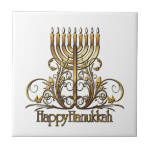 Menorah Hanukkah Greeting Tile