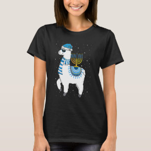 Menorah Hanukkah Llama Cute Alpaca Chanukah Christ T-Shirt