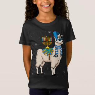 Menorah Hanukkah Llama Cute Alpaca Chanukah Christ T-Shirt