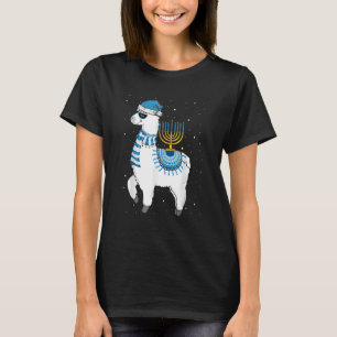 Menorah Hanukkah Llama Cute Alpaca Chanukah Christ T-Shirt