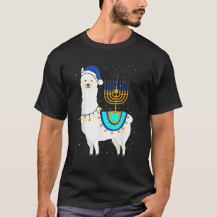 Menorah Hanukkah Llama Cute Alpaca Chanukah Christ T-Shirt
