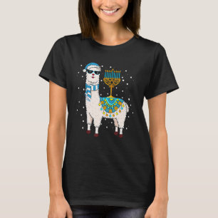 Menorah Hanukkah Llama Cute Alpaca Chanukah Christ T-Shirt