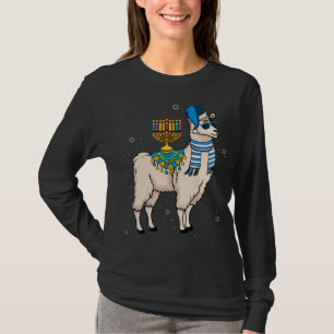 Menorah Hanukkah Llama Cute Alpaca Chanukah Christ T-Shirt