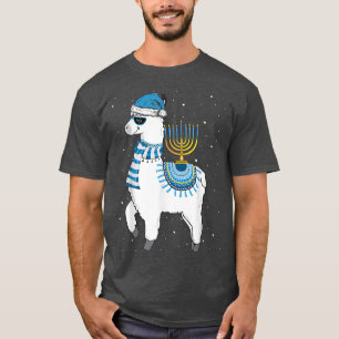 Menorah Hanukkah Llama Cute Alpaca Chanukah Christ T-Shirt