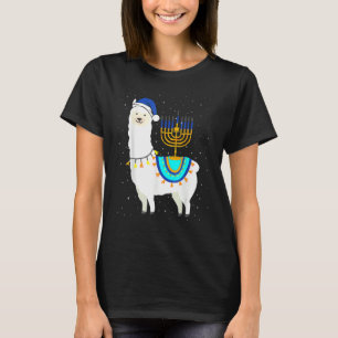 Menorah Hanukkah Llama Cute Alpaca Chanukah Christ T-Shirt