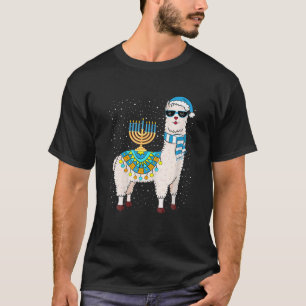 Menorah Hanukkah Llama Cute Alpaca Chanukah Gift T-Shirt