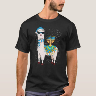 Menorah Hanukkah Llama Cute Alpaca Chanukah Premiu T-Shirt