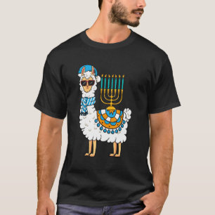 Menorah Hanukkah Llama Cute Alpaca Chanukah T-Shirt