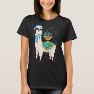 Menorah Hanukkah Llama Cute Alpaca Chanukah T-Shirt
