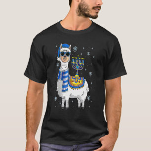 Menorah Hanukkah Llama   Cute Alpaca Chanukah T-Shirt