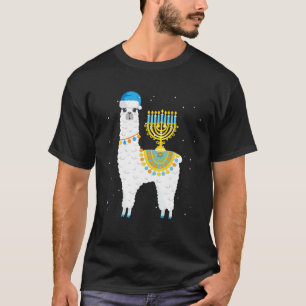 Menorah Hanukkah Llama Jewish Alpaca Christmas Cha T-Shirt