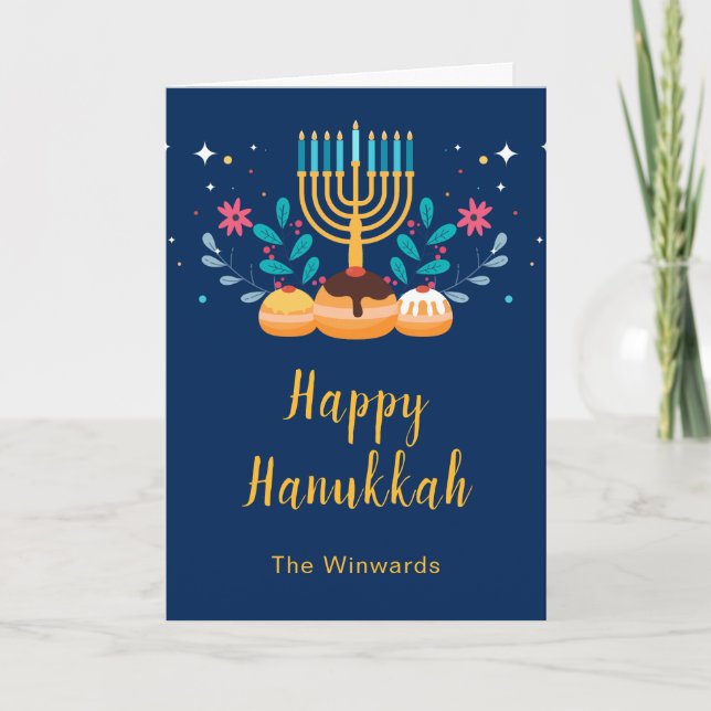 Menorah Hanukkah Party  Holiday Card (Front)