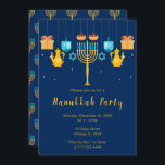 Menorah Hanukkah Party Invitation<br><div class="desc">Hanukkah party invitation with a menorah, gifts, driedels and sufganiyots. The words can be changed to suit your own details or requirements</div>