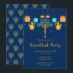 Menorah Hanukkah Party Invitation<br><div class="desc">Hanukkah party invitation with a menorah,  gifts,  driedels and sufganiyots. The words can be changed to suit your own details or requirements</div>