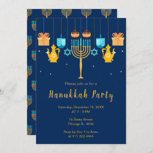 Menorah Hanukkah Party Invitation