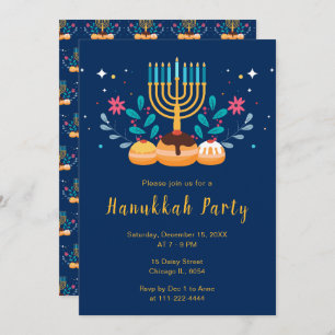 Menorah Hanukkah Party Invitation