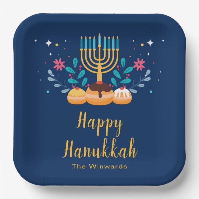 Menorah Hanukkah Party Plates (Front)