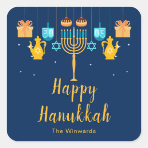 Menorah Hanukkah Party Sticker