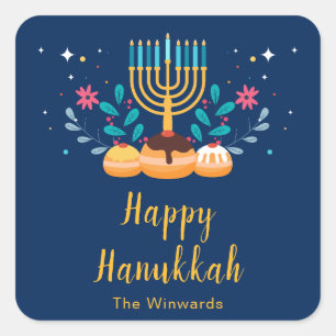 Menorah Hanukkah Party Sticker