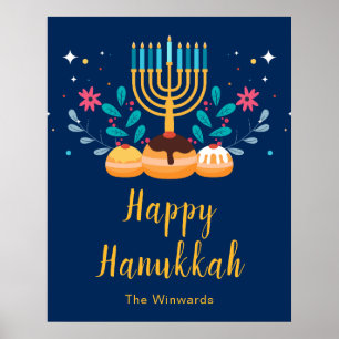 Menorah Hanukkah Party Welcome Poster