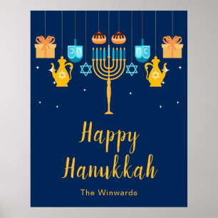 Menorah Hanukkah Party Welcome Poster