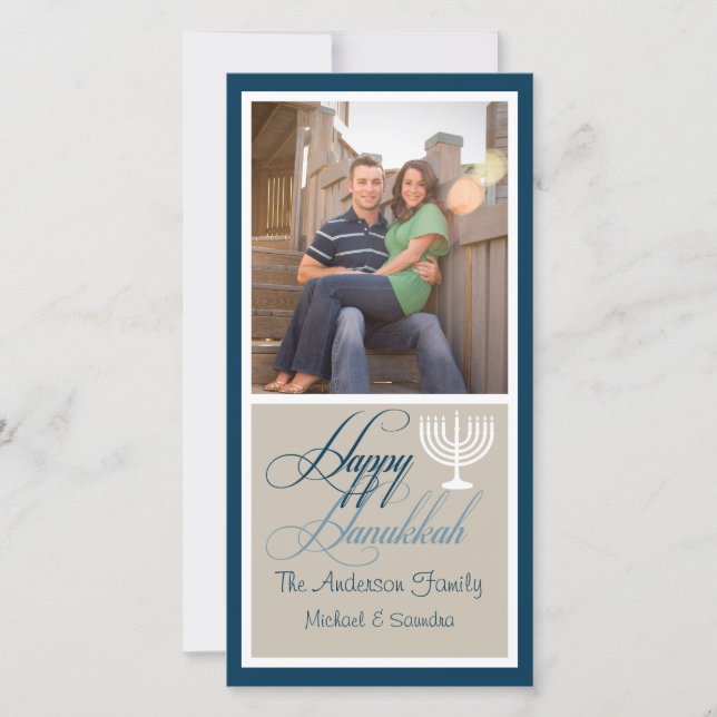 Menorah Hanukkah Photo Card (Front)