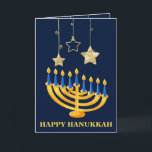Menorah Happy  Hanukkah  Holiday Card<br><div class="desc">Menorah Happy Hanukkah Holiday Card features gold stars & Hanukkah candles.The inside of the card has a personal message template.Please click on personalise button to customise it with your own text.</div>