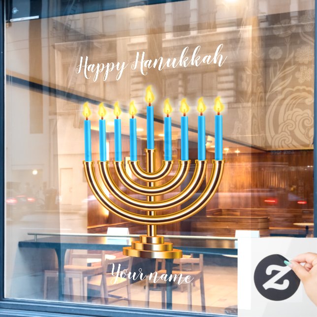 Menorah Happy Hanukkah Window Cling (Cafe Window)