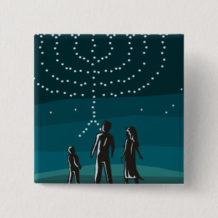 Menorah in the Stars 15 Cm Square Badge