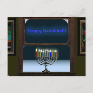 Menorah In The Window Postcard