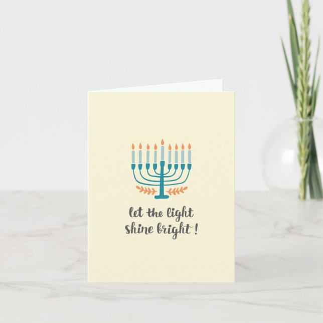 Menorah, Lighted Candles, Let Light Shine Bright Holiday Card (Front)