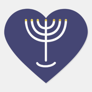 Menorah Navy Gold Graphic Heart Sticker