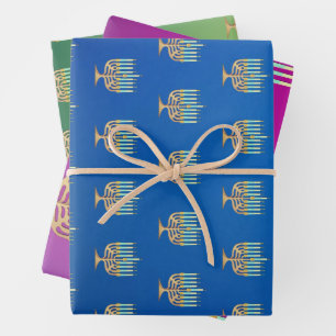 Menorah on gradient  wrapping paper sheet