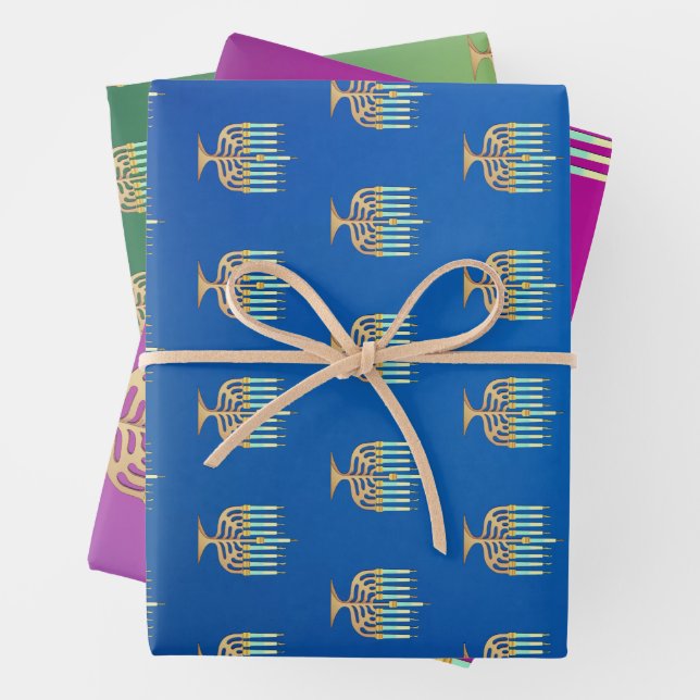 Menorah on gradient  wrapping paper sheet (In situ)