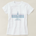 MENORAH-Pink & Teal! T-Shirt<br><div class="desc">Pink & Teal Menorah for the holidays Did you know that 1 in 40 Jewish people carries a genetic mutation? Pink and teal breast and ovarian cancer awareness.   FORCE logo  FORCE pink and teal Jewish stars pink and teal Doves light the candles</div>