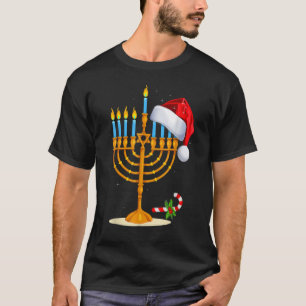 Menorah Santa Hat Chanukah Hanukkah Jewish Christm T-Shirt